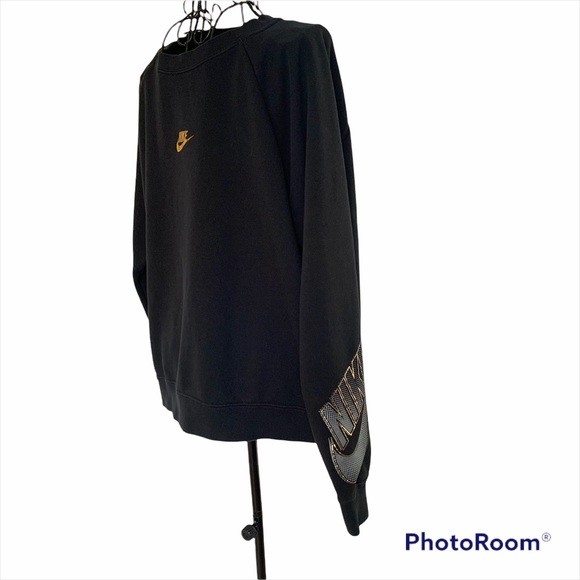 Nike Gold Center Logo w/ Swoosh Crew Neck Sweatshirt w/ Left Sleeve Logo Size L - Picture 5 of 11